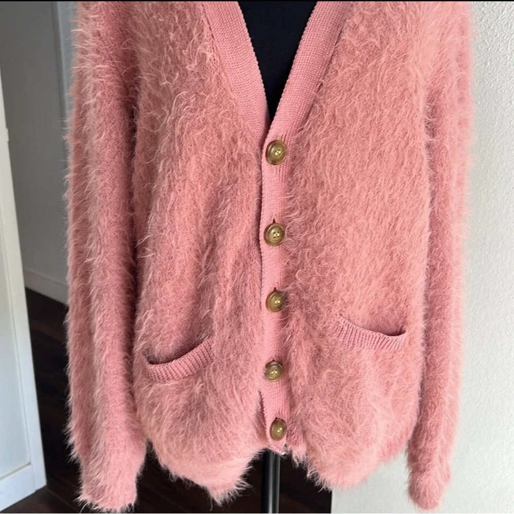 Urban Outfitters Pink Eyelash Shaggy Cardigan Sweater - Picture 6 of 8